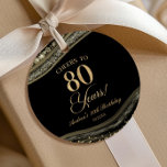 Elegant Black Gold Agate 80th Birthday Party Favor Tags<br><div class="desc">These are Elegant Black Gold Agate 80th Birthday Party Favor Tags!</div>