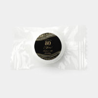 Elegant Black Gold Agate 80th Birthday Party