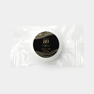 Elegant Black Gold Agate 80th Birthday Party Life Saver® Mints