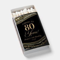 Elegant Black Gold Agate 80th Birthday Party