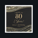 Elegant Black Gold Agate 80th Birthday Party Napkins<br><div class="desc">These are Elegant Black Gold Agate 80th Birthday Party Paper Napkins!</div>