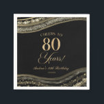 Elegant Black Gold Agate 80th Birthday Party Napkins<br><div class="desc">These are Elegant Black Gold Agate 80th Birthday Party Paper Napkins!</div>