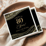 Elegant Black Gold Agate 80th Birthday Party Napkins<br><div class="desc">These are Elegant Black Gold Agate 80th Birthday Party Paper Napkins!</div>