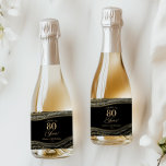 Elegant Black Gold Agate 80th Birthday Party Sparkling Wine Label<br><div class="desc">These are Elegant Black Gold Agate 80th Birthday Party Mini Sparking Champagne Wine Labels!</div>