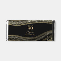 Elegant Black Gold Agate 90th Birthday Party