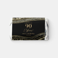 Elegant Black Gold Agate 90th Birthday Party