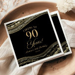 Elegant Black Gold Agate 90th Birthday Party Napkins<br><div class="desc">These are Elegant Black Gold Agate 90th Birthday Party Paper Napkins!</div>