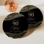 Elegant Black Gold Agate 90th Birthday Party Paper Plates<br><div class="desc">This is an Elegant Black Gold Agate 90th Birthday Party Paper Plates!</div>