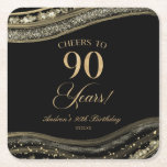 Elegant Black Gold Agate 90th Birthday Party Square Paper Coaster<br><div class="desc">These are Elegant Black Gold Agate 90th Birthday Party Paper Coasters!</div>
