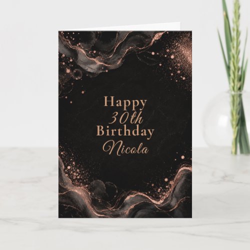 Elegant Black Gold Alcohol Ink Card