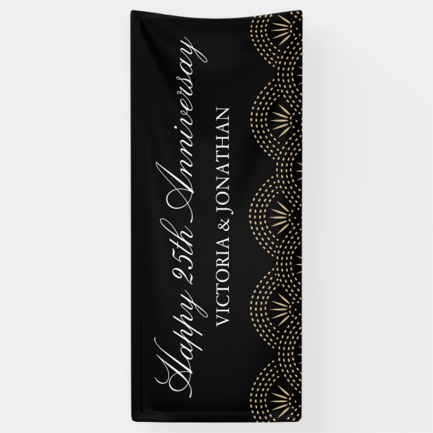 Elegant Black & Gold Anniversary Banner