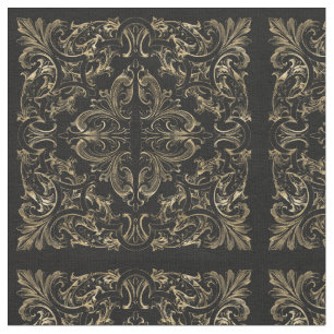 Elegant Black Gold Art Deco Design Fabric