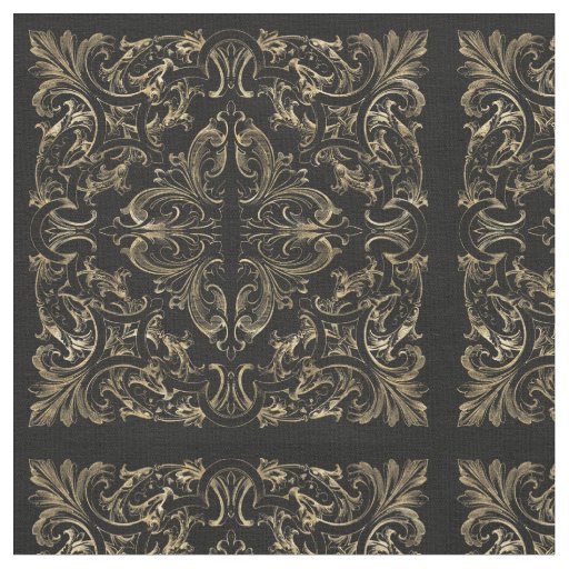 Elegant Black Gold Art Deco Design Fabric
