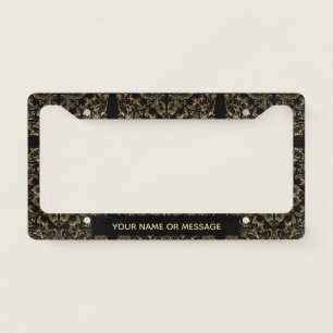 Elegant Black Gold Art Deco Design License Plate Frame