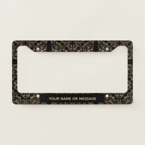 Elegant Black Gold Art Deco Design License Plate Frame