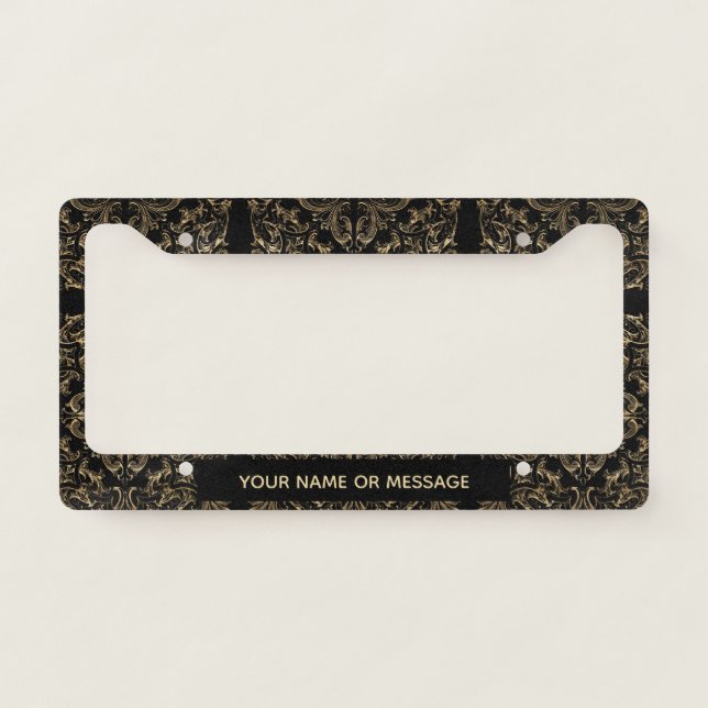 Elegant Black Gold Art Deco Design License Plate Frame (Front)