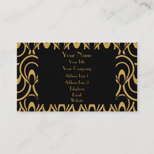 Customizable Elegant Black &amp; Gold Art Deco Design Luxury Linen Business Cards