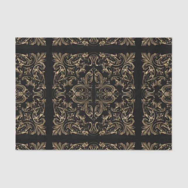 Elegant Black Gold Art Deco Design Tissue Paper (Front)