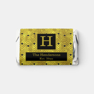 Elegant Black Gold Art Deco Diamonds #2G DIY BG Hershey's Miniatures