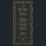 Elegant Black & Gold Art Deco Gatsby Wedding Menu<br><div class="desc">Elegant Black And Gold Great Gatsby Wedding Menu
An elegant fancy and classy gold and black art deco pattern dinner wedding dinner menu.</div>