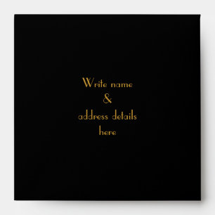 Elegant Black & Gold Art Deco Linen Envelope