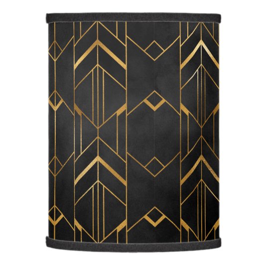 Elegant Black & Gold Art Deco Monogram Accent Lamp Shade (Left)