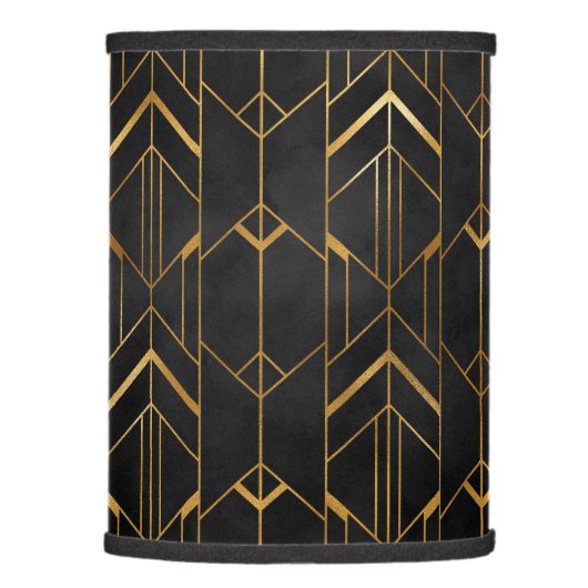 Elegant Black & Gold Art Deco Monogram Accent Lamp Shade (Right)