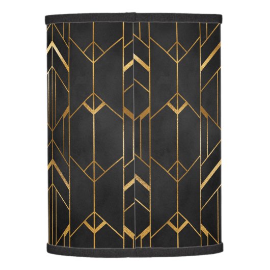 Elegant Black & Gold Art Deco Monogram Accent Lamp Shade (Back)