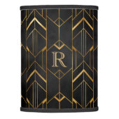 Elegant Black & Gold Art Deco Monogram Accent Lamp Shade (Front)