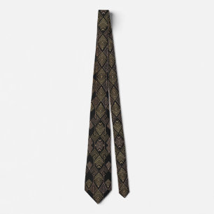 Elegant Black & Gold Art Deco Neck Tie