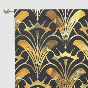 Elegant black gold art deco pattern  blackout curtains