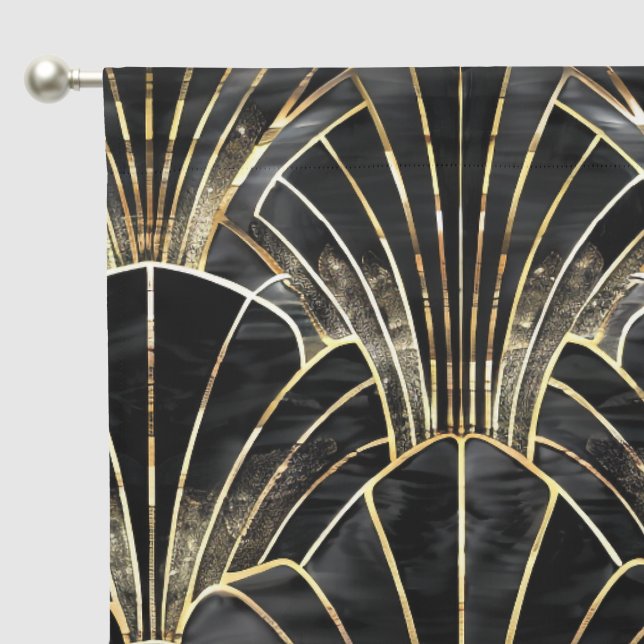 Elegant black gold art deco pattern  blackout curtains (Pocket)
