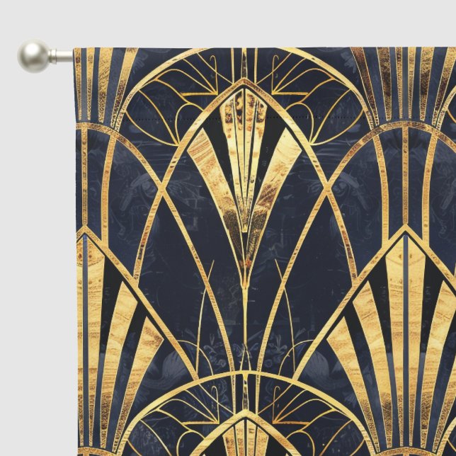 Elegant black gold art deco pattern blackout curtains (Pocket)