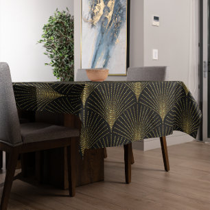 Elegant Black & Gold Art-Deco Pattern Tablecloth