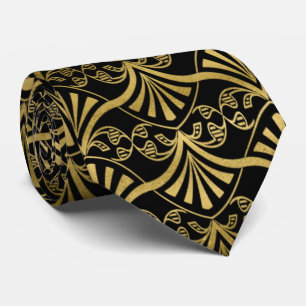 elegant black gold art deco pattern tie