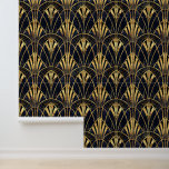Elegant black gold Art Deco tiled pattern Wallpaper<br><div class="desc">Elegant black gold Art Deco tiled pattern Wallpaper</div>