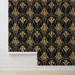 Elegant black gold Art Deco tiled pattern Wallpaper<br><div class="desc">Elegant black gold Art Deco tiled pattern Wallpaper</div>