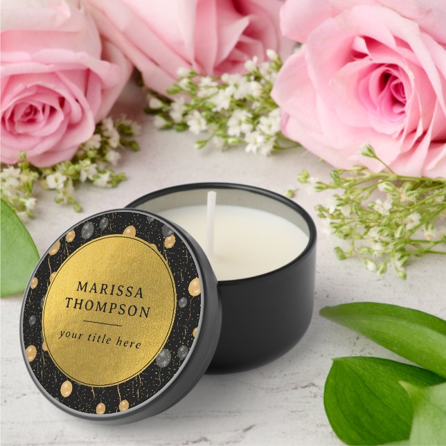 Elegant Black & Gold Balloons  Mini Candle Favors (Insitu (Wedding))