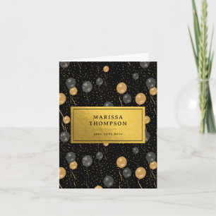 Elegant Black & Gold Balloons Party Card