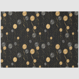 Elegant Black & Gold Balloons Tissue Paper
