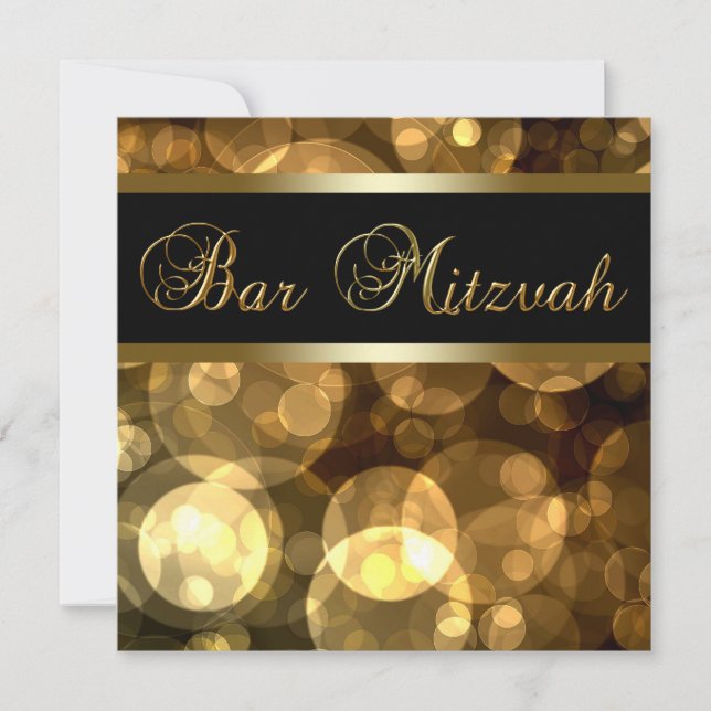 Elegant Black Gold Bar Mitzvah Invitation (Front)