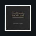 Elegant Black Gold Bar Mitzvah Napkins<br><div class="desc">An elegant and simple design with your personalized text in a gold color,  on a solid black background.</div>