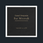 Elegant Black Gold Bar Mitzvah Napkins<br><div class="desc">An elegant and simple design with your personalized text in a gold color,  on a solid black background.</div>