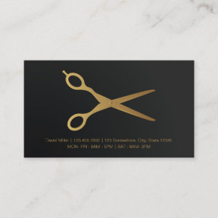 Elegant Black Gold Barber Business Card
