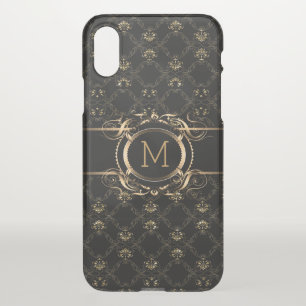 Elegant Black & Gold Baroque Floral Damask iPhone X Case