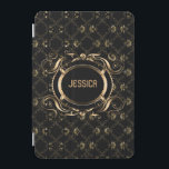 Elegant Black & Gold Baroque Floral Frame iPad Mini Cover<br><div class="desc">Elegant black and gold floral frame baroque style with customizable monogram. If you need any help customizing any of my designs,  contact ArtOnWear designer. Free text formatting with live help available by request.</div>