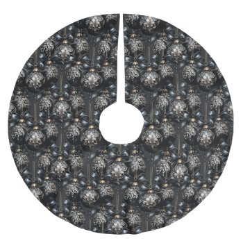 Elegant Black Gold Baubles Luxury Christmas Brushed Polyester Tree Skirt by 17Minutes at Zazzle