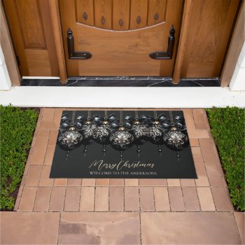 Elegant Black Gold Baubles Luxury Christmas Doormat by 17Minutes at Zazzle