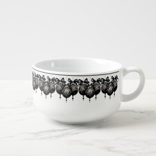 Elegant black gold baubles luxury Christmas Soup Mug