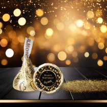 Elegant Black Gold Birthday Balloons Pattern Hershey®'s Kisses®